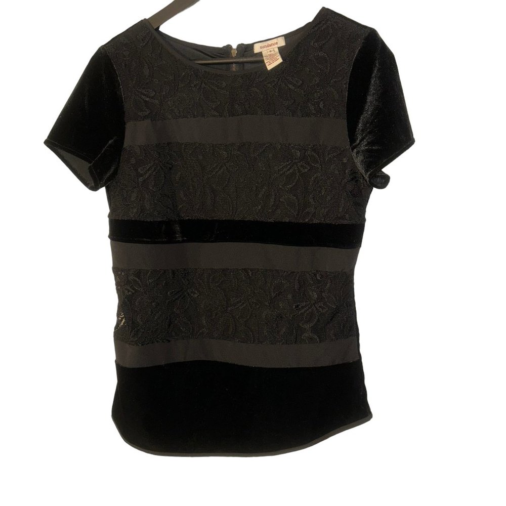 sundance FALL HOLIDAY black Velvet Devore Burnout panels top S
